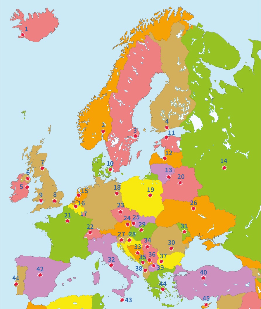 Kaart Europa Met Namen En Hoofdsteden - kaart